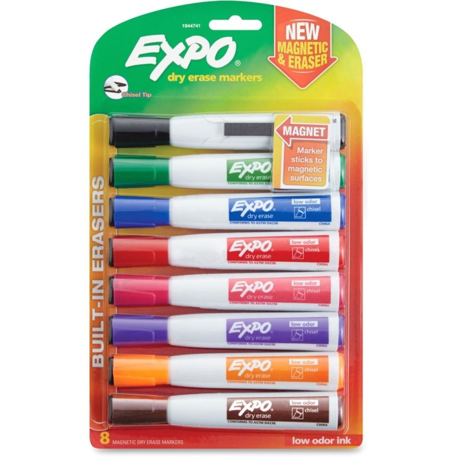 slide 2 of 8, Expo Dry Erase Marker Assorted Magnetic Eraser, 8 ct