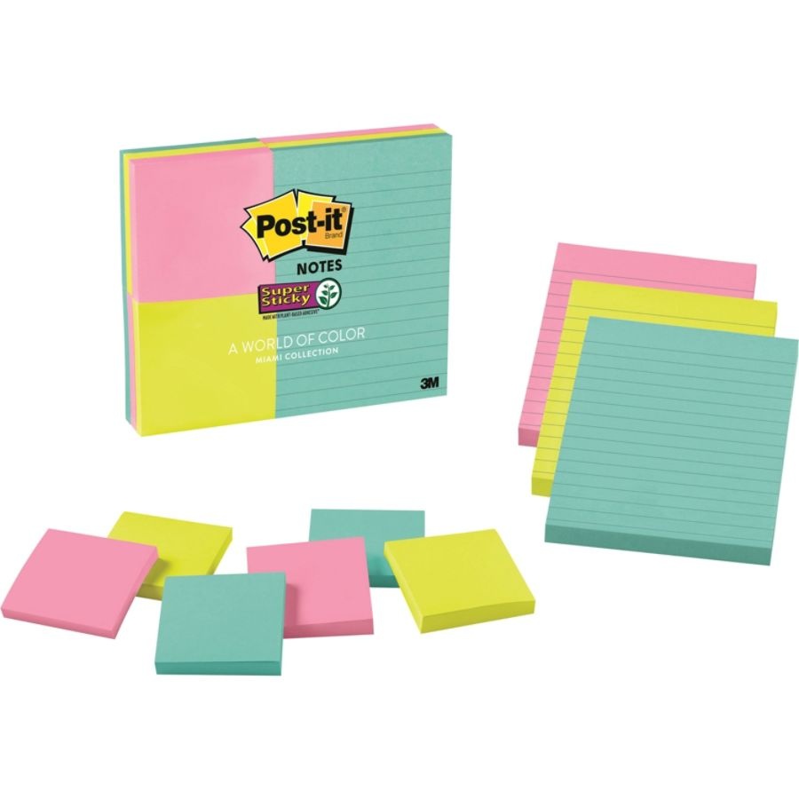 slide 2 of 2, Post-it Super Sticky Notes, Assorted Sizes, Miami,, 9 ct