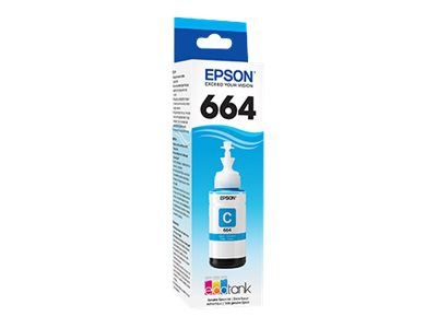 slide 2 of 2, Epson Eco Tank T664220-S Cyan Refill Ink Bottle, 1 ct