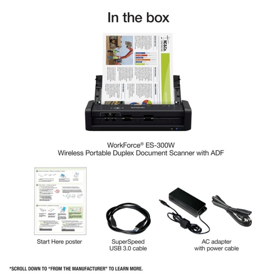 slide 8 of 10, Epson Workforce Es-300W Wireless Portable Duplex Document Scanner With Adf, 1 ct