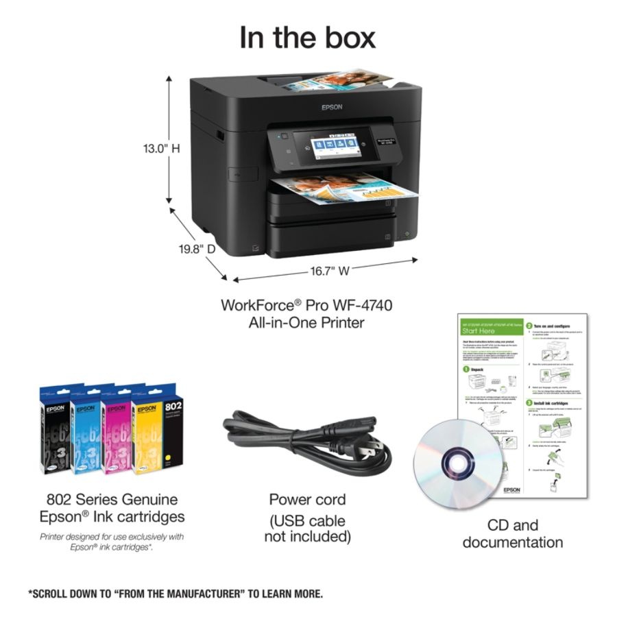 slide 8 of 10, Epson Workforce Pro Wf-4740 Wireless All-In-One Printer, Copier, Scanner, Fax, 1 ct