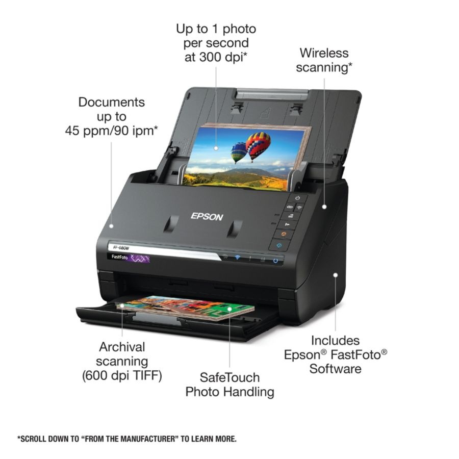 slide 8 of 10, Epson Fastfoto Ff-680W Wireless Color High-Speed Photo And Document Scanning System, 1 ct