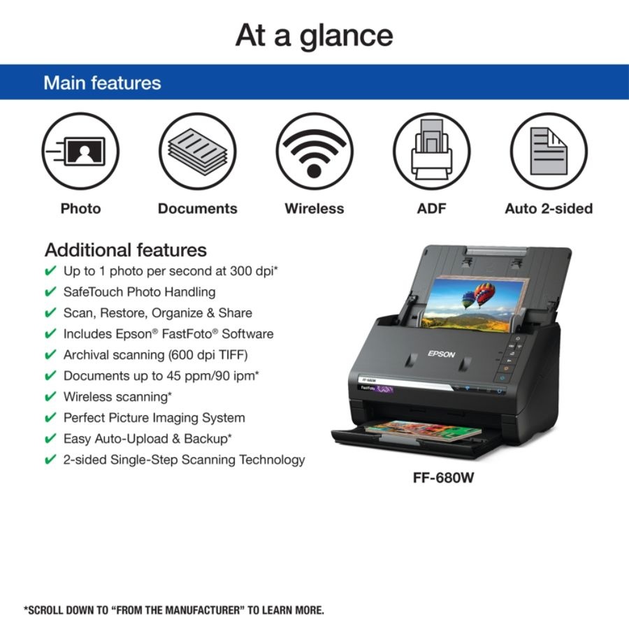 slide 9 of 10, Epson Fastfoto Ff-680W Wireless Color High-Speed Photo And Document Scanning System, 1 ct