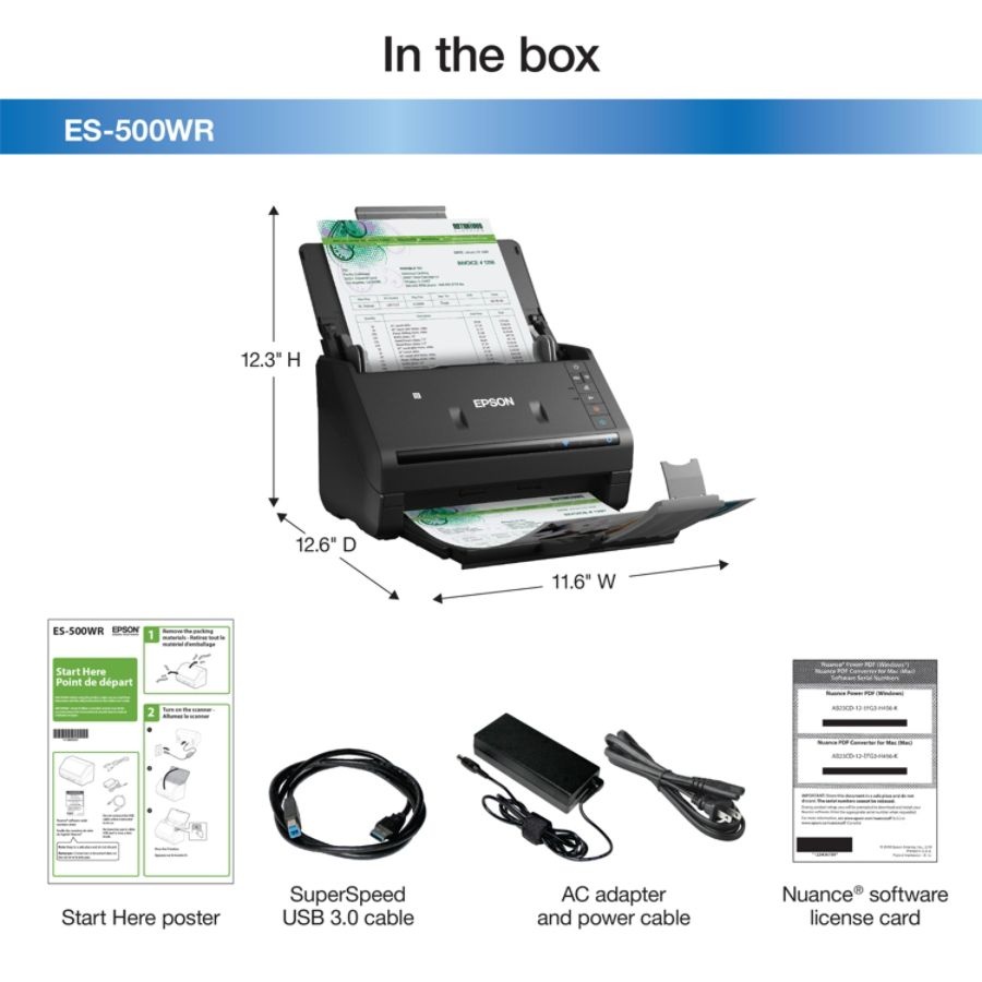 slide 6 of 10, Epson Workforce Es-500Wr Wireless Color Document Scanner: Accounting Edition, 1 ct