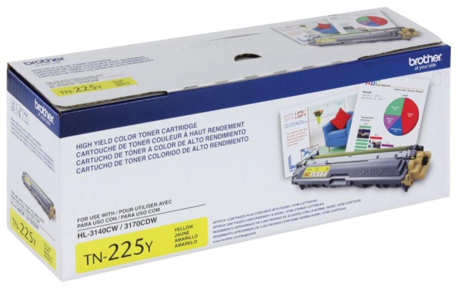 slide 4 of 4, Brother TN225Y High-Yield Toner Cartridge - Yellow (BRTTN225Y), 1 ct