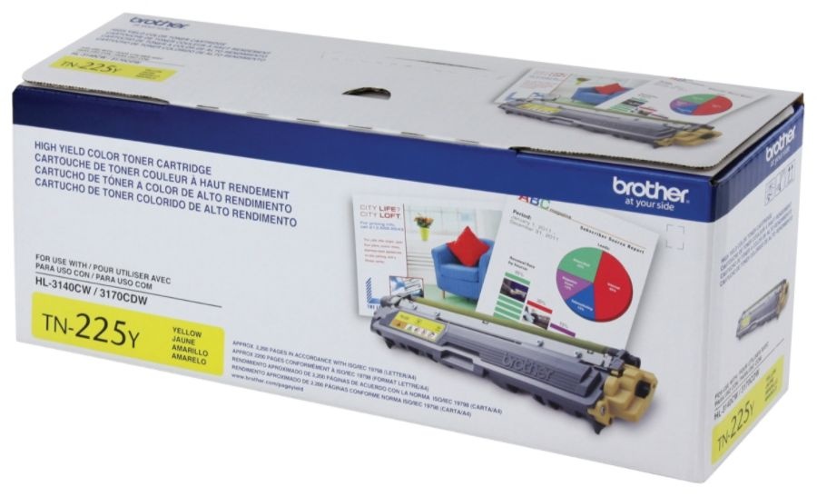 slide 2 of 4, Brother TN225Y High-Yield Toner Cartridge - Yellow (BRTTN225Y), 1 ct