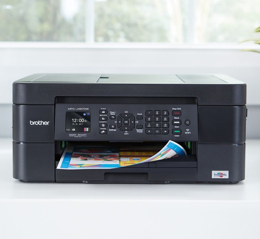 slide 2 of 7, Brother International Compact Wireless Color Inkjet All-In-One Printer, Copier, Scanner, Fax, Mfc-J497Dw, 1 ct
