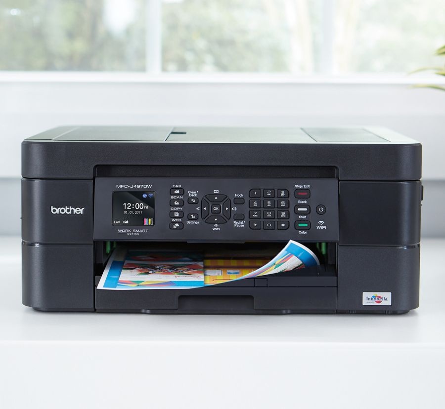 slide 5 of 7, Brother International Compact Wireless Color Inkjet All-In-One Printer, Copier, Scanner, Fax, Mfc-J497Dw, 1 ct