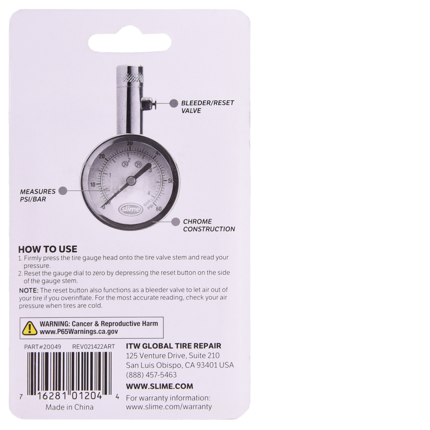slide 2 of 4, Slime Tire Gauge, Brass, 6 ct