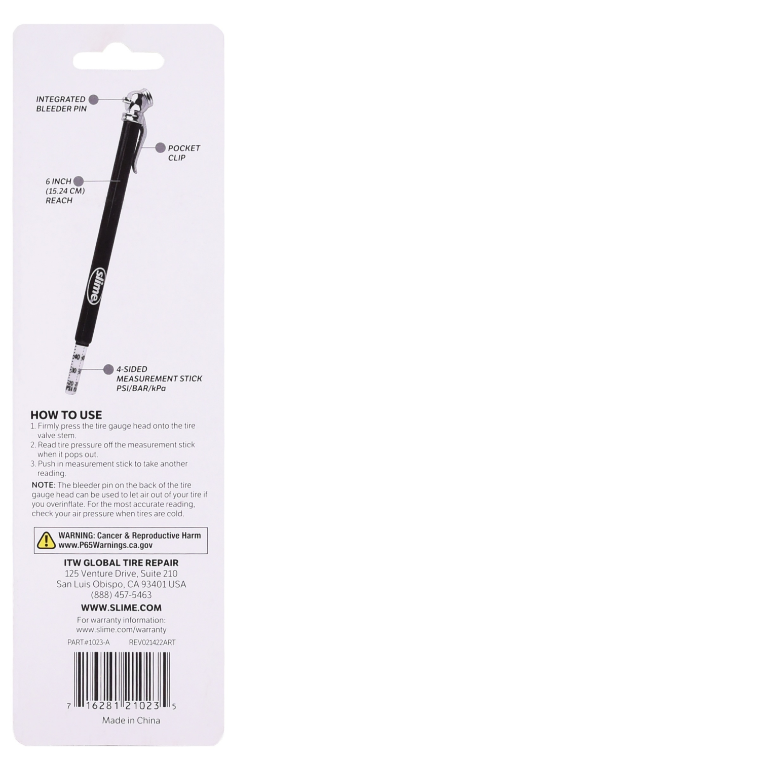 slide 2 of 2, Slime Tire Gauge 1.0 ea, 1 ct