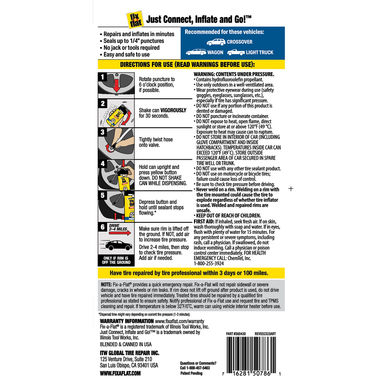 slide 3 of 4, fix a flat Large Tire Aerosol Inflator And Sealer, 20 oz