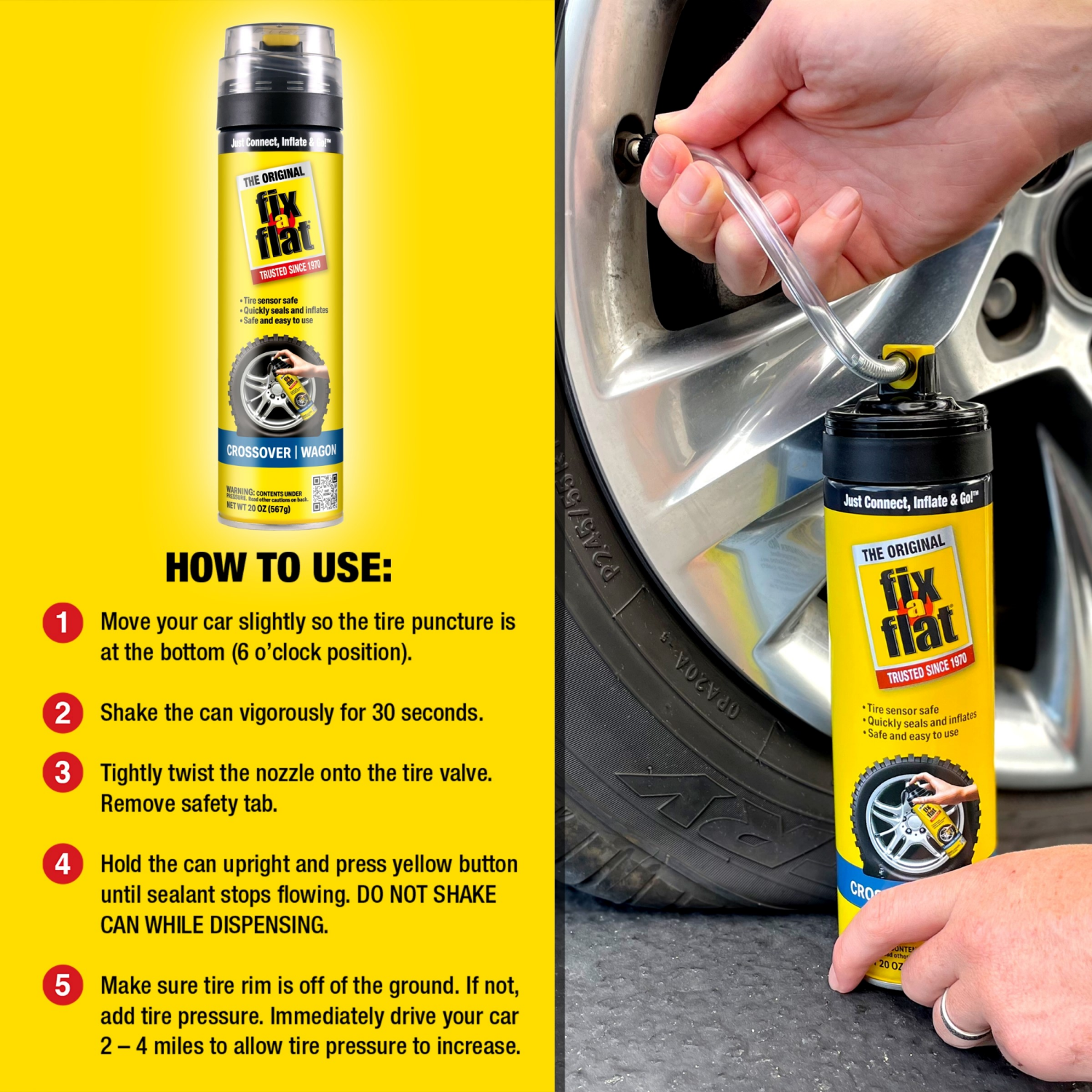 slide 4 of 4, fix a flat Large Tire Aerosol Inflator And Sealer, 20 oz