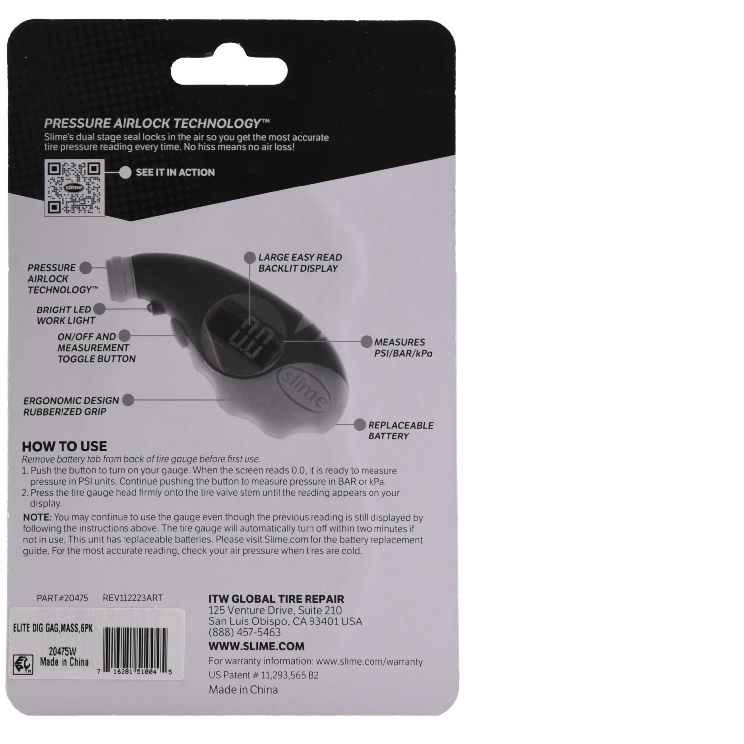 slide 2 of 4, Slime Elite Digital Tire Gauge #20475, 1 ct