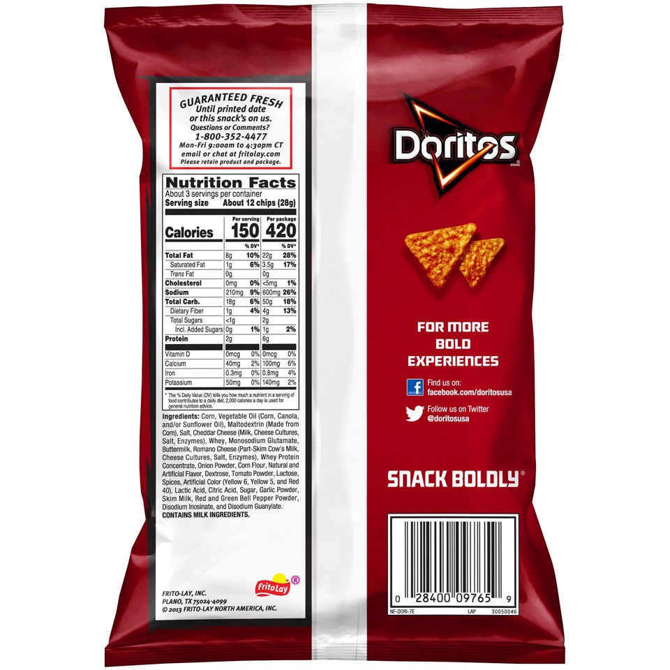 slide 2 of 4, Doritos Nacho Cheese Tortilla Chips, 2.88 oz