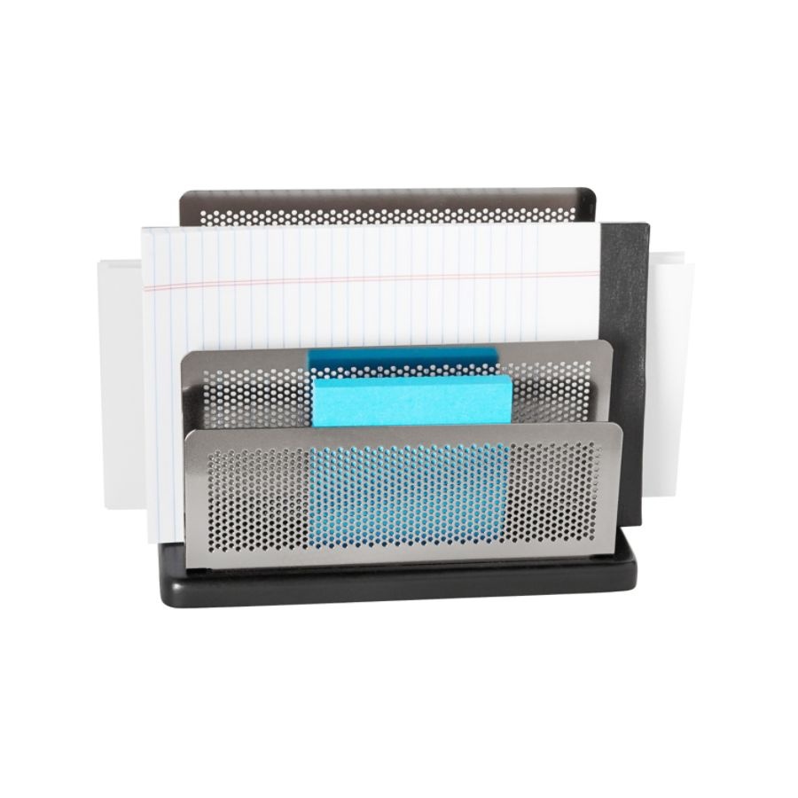 slide 2 of 3, Rolodex Mini Sorter, Three Stepped Sections, 7 1/2 x 3 1/2 x 5 3/4, Metal/Black, 1 ct