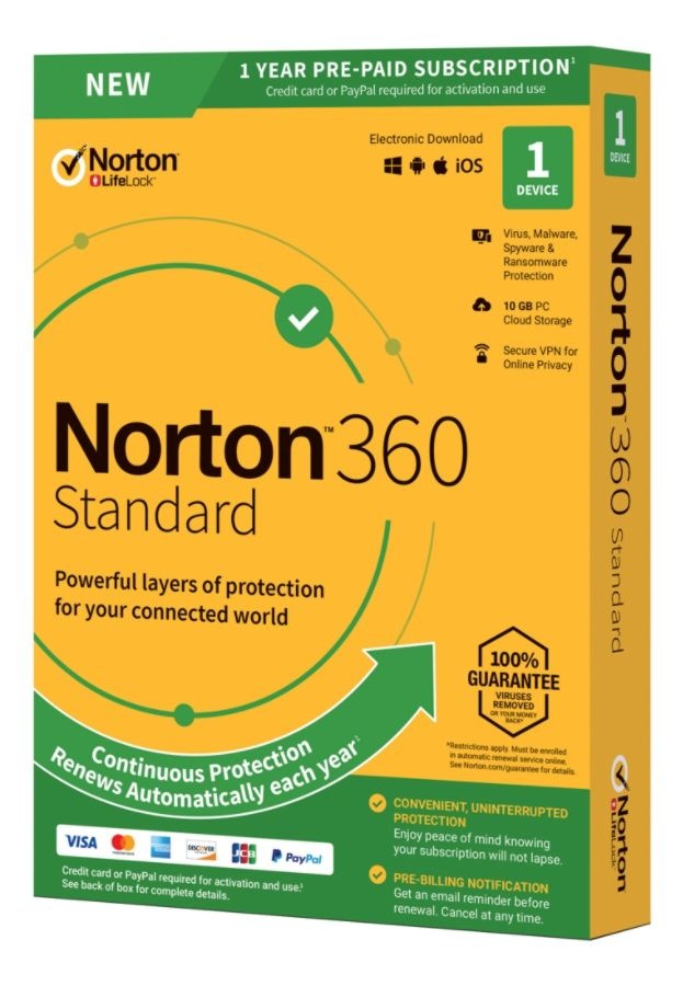 slide 4 of 4, Norton 360 Standard, For 1 Device, 1-Year Subscription, Product Key Card, 1 ct