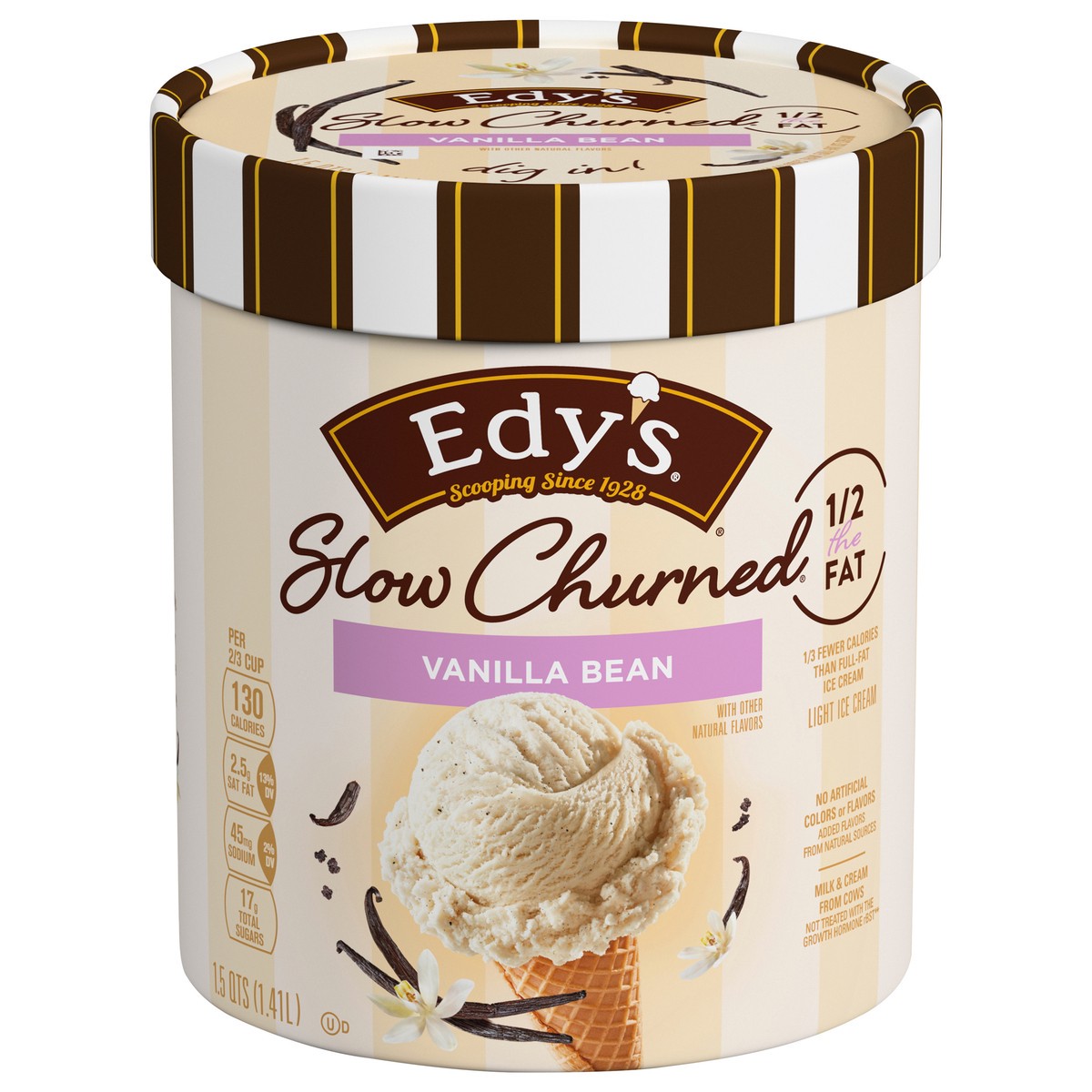 slide 1 of 5, Edy's Slow Churned Vanilla Bean Light Ice Cream 1.5 qt, 1.5 qt