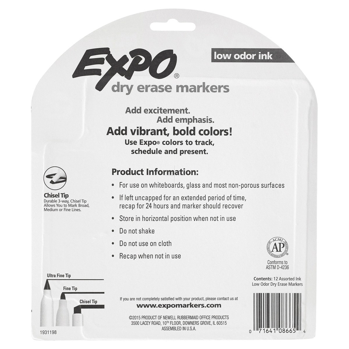 slide 4 of 4, EXPO Low Odor Dry Erase Vibrant Color Markers, Medium Tip - Multicolor, 12 ct
