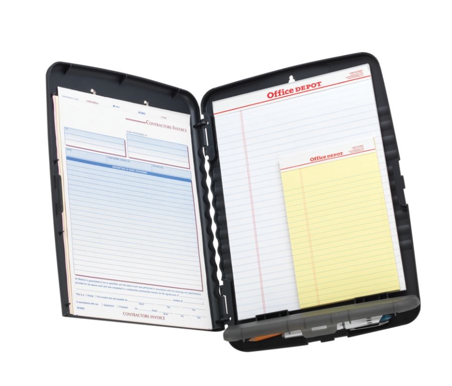 slide 4 of 4, Office Depot Brand Form Holder Storage Clipboard Box With Calculator, Letter Size, Charcoal, 1 ct