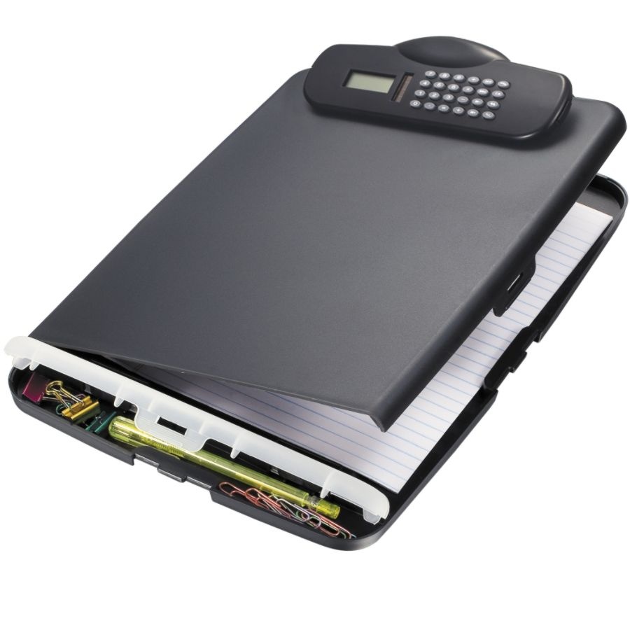 slide 2 of 4, Office Depot Brand Form Holder Storage Clipboard Box With Calculator, Letter Size, Charcoal, 1 ct