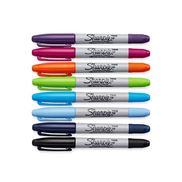 slide 2 of 17, Sharpie Twin Tip Permanent Markers, Assorted Colors, 8 ct