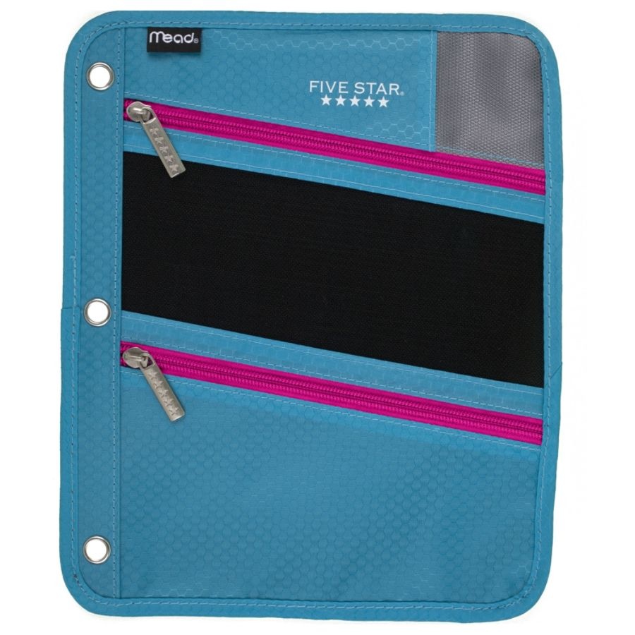 slide 7 of 7, Five Star Zipper Three-Hole Punched Pencil Pouch, Assorted Colors, 1 ct