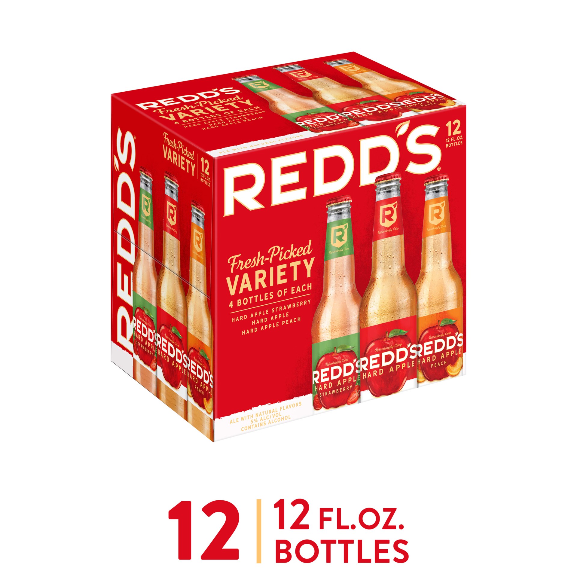 slide 1 of 5, Redd's REDD's Apple Ale Variety Pack Bottles, 12 ct; 12 fl oz