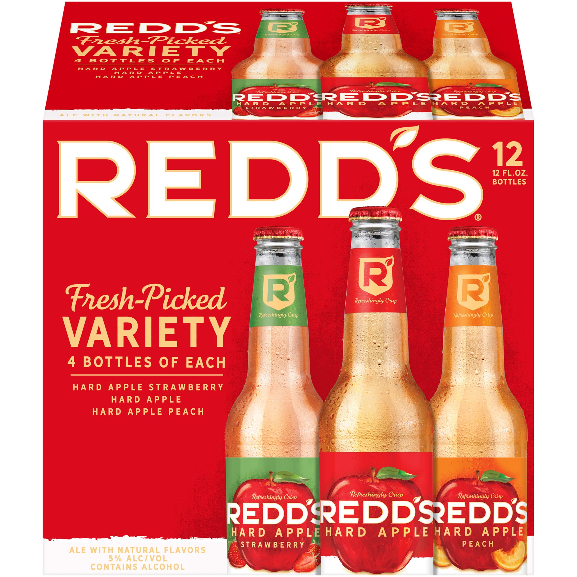 slide 2 of 5, Redd's REDD's Apple Ale Variety Pack Bottles, 12 ct; 12 fl oz