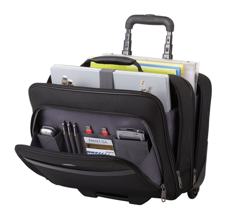 slide 2 of 2, Samsonite Double Gusset Wheeled Portfolio, Black, 1 ct