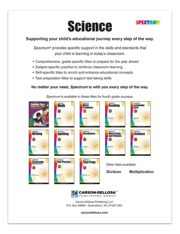 slide 3 of 3, Carson Dellosa Spectrum Science Workbook, Grade 4, 1 ct