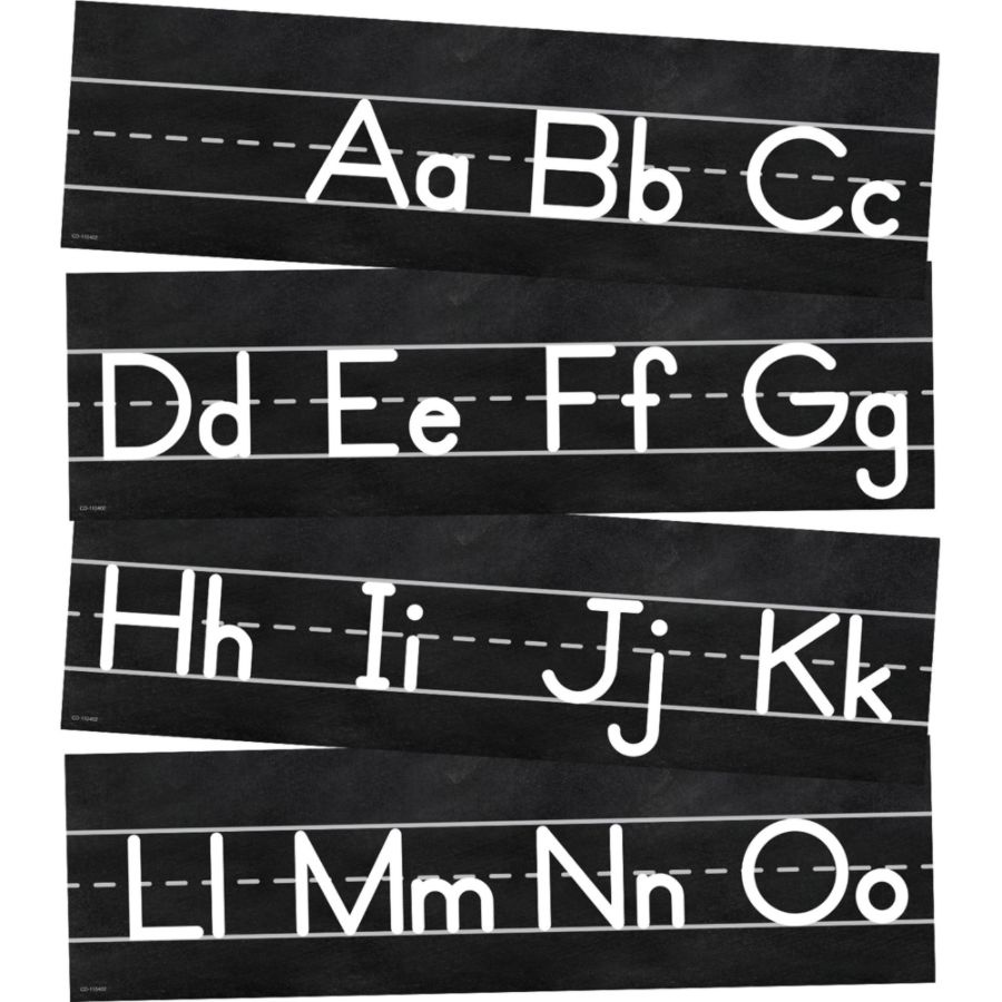 slide 4 of 5, Schoolgirl Style Mini Bulletin Board Set, Industrial Chic Alphabet Line: Manuscript, Preschool - Grade 2, 1 ct