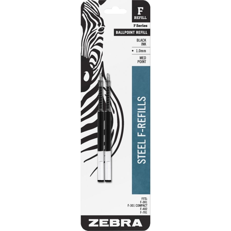 slide 3 of 4, Zebra F-Series Pen Refills For Zebra F-301, F-402 And F-605 Pens, Medium Point, Black, Pack Of 2, 2 ct