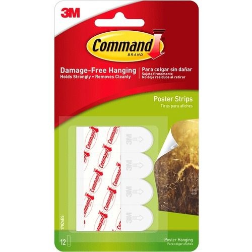 slide 3 of 9, 3M Command Poster Strips, Pack Of 12 Strips, 12 ct