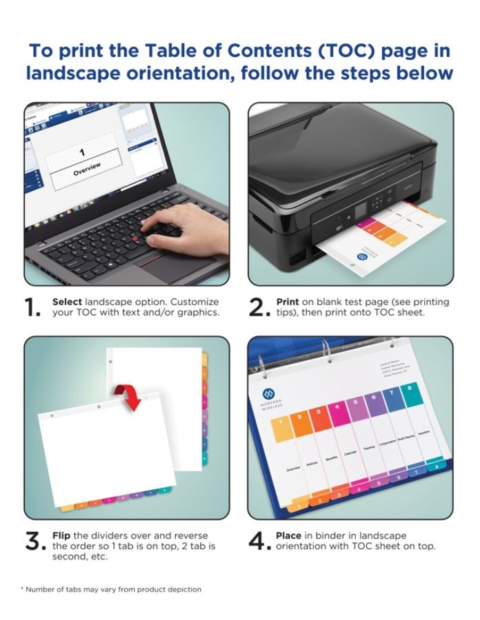 slide 6 of 7, Avery Ready Index 20% Recycled Table Of Contents Dividers, 1-31 Tab, Multicolor, 1 ct