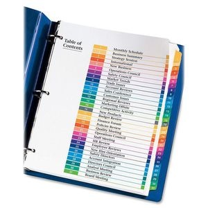 slide 7 of 7, Avery Ready Index 20% Recycled Table Of Contents Dividers, 1-31 Tab, Multicolor, 1 ct