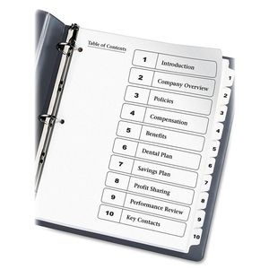 slide 2 of 9, Avery Ready Index 20% Recycled Table Of Contents Dividers, 1-10 Tabs, Black/White, 1 ct