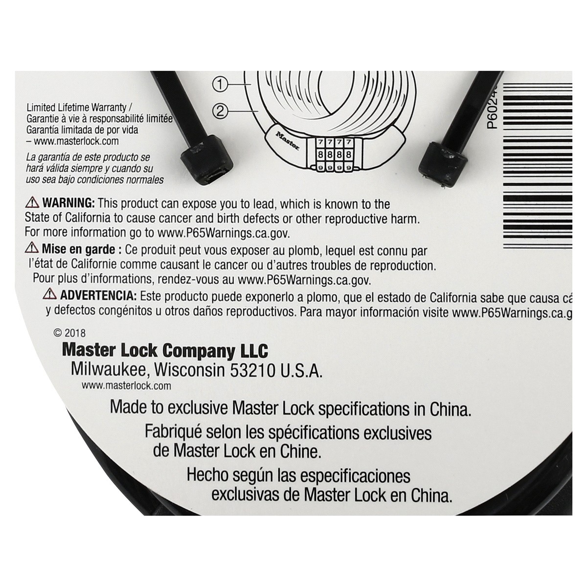slide 2 of 2, Master Lock Cable Lock, Present Combination, 4 Feet, 1 ct