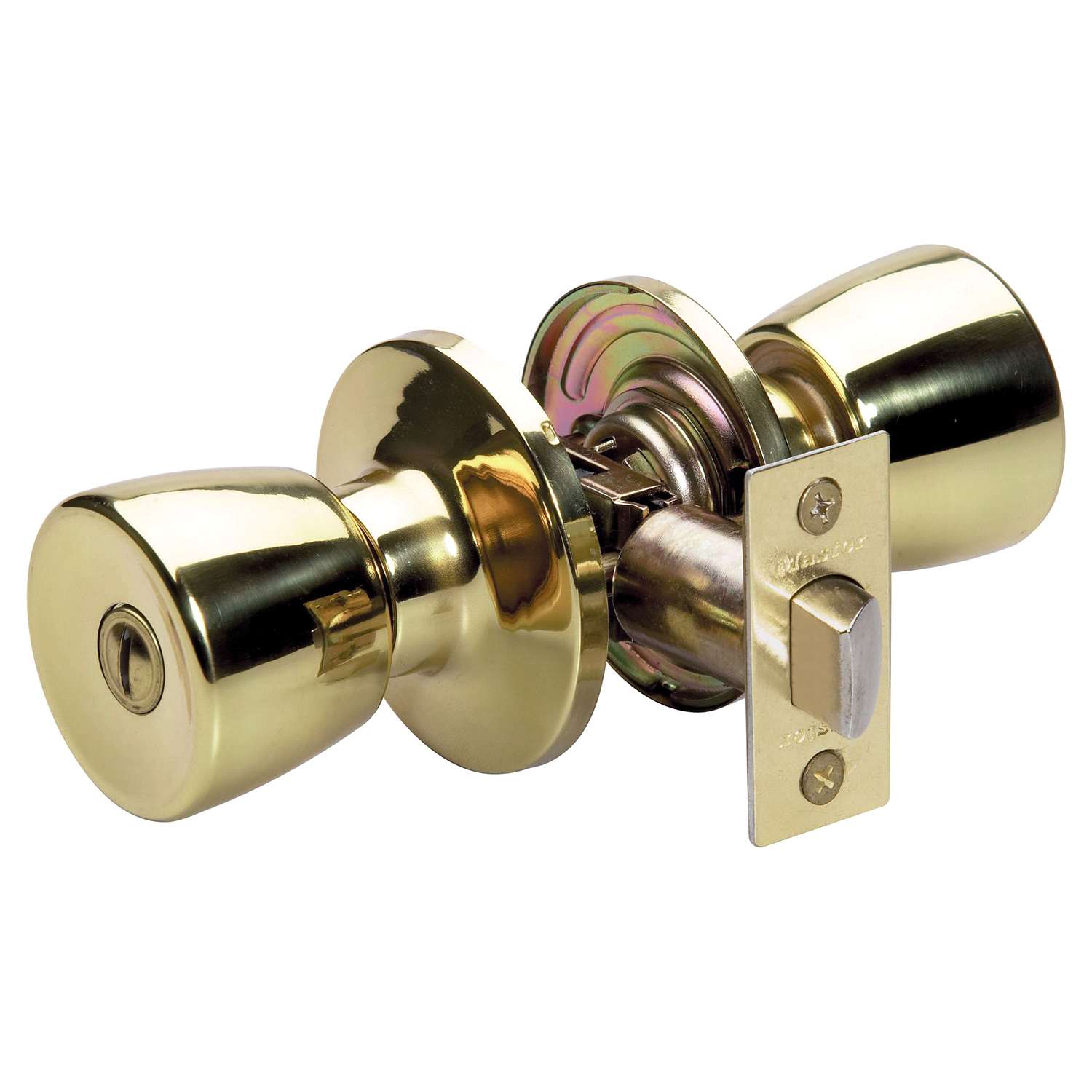 slide 1 of 1, Master Lock Tulip Privacy Door Knob, Polished Brass, TUO0303, 1 ct