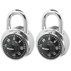 Master Lock Standard Dial Combination Padlock 1500T, 1-7/8 inch wide, Pack of 2