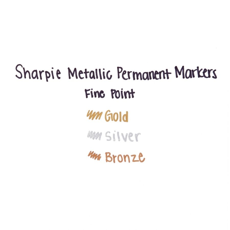 slide 4 of 5, Sharpie Metallic Permanent Markers, Fine Point, Gold Ink, Pack Of 4, 4 ct
