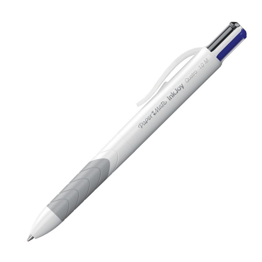 Paper Mate Inkjoy Quatro Retractable Ballpoint Pens, Medium Point, 1.0 Mm, White Barrels
