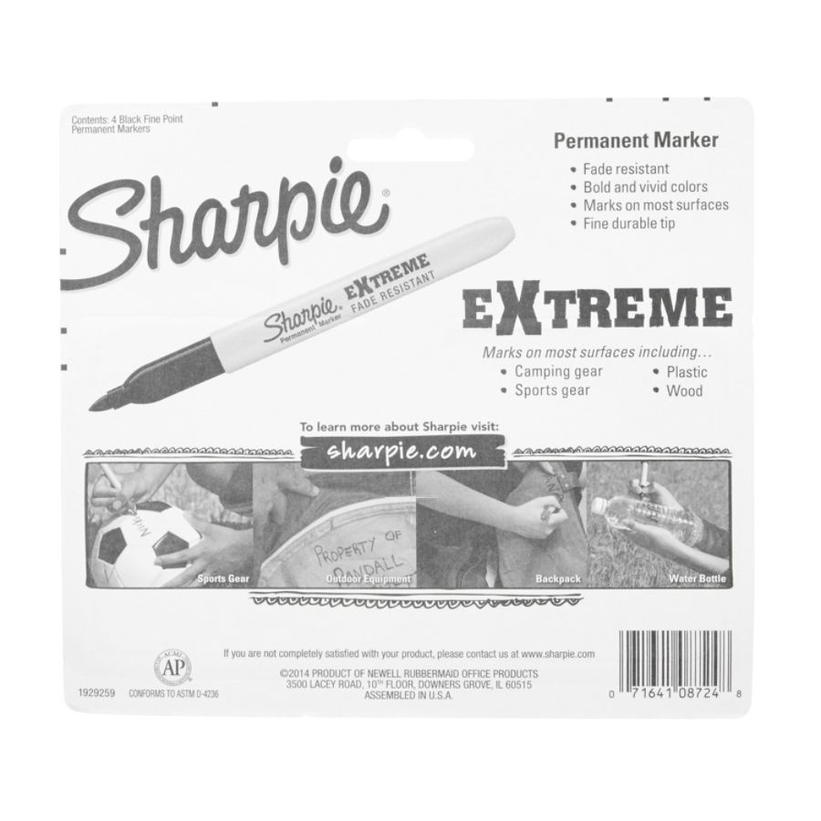 slide 4 of 5, Sharpie Extreme Permanent Markers, Fine Point, Black, Pack Of 4, 4 ct