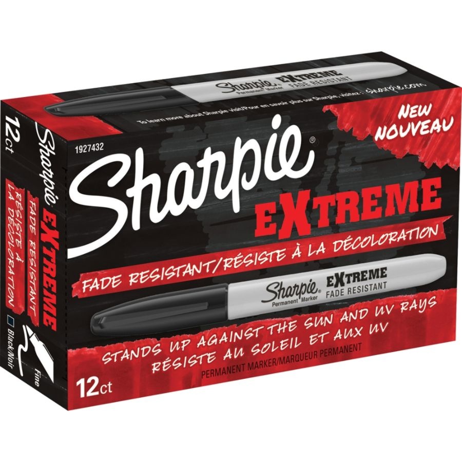 slide 7 of 8, Sharpie Extreme Permanent Markers, Fine Point, Black, Pack Of 12, 12 ct