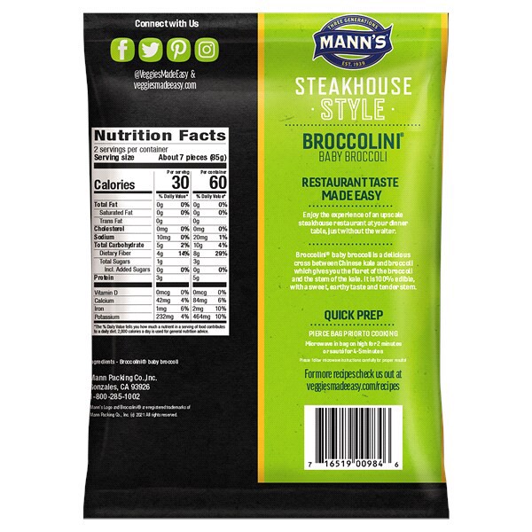 slide 4 of 5, Mann's Steakhouse Style Broccolini, 10 oz, 6 oz