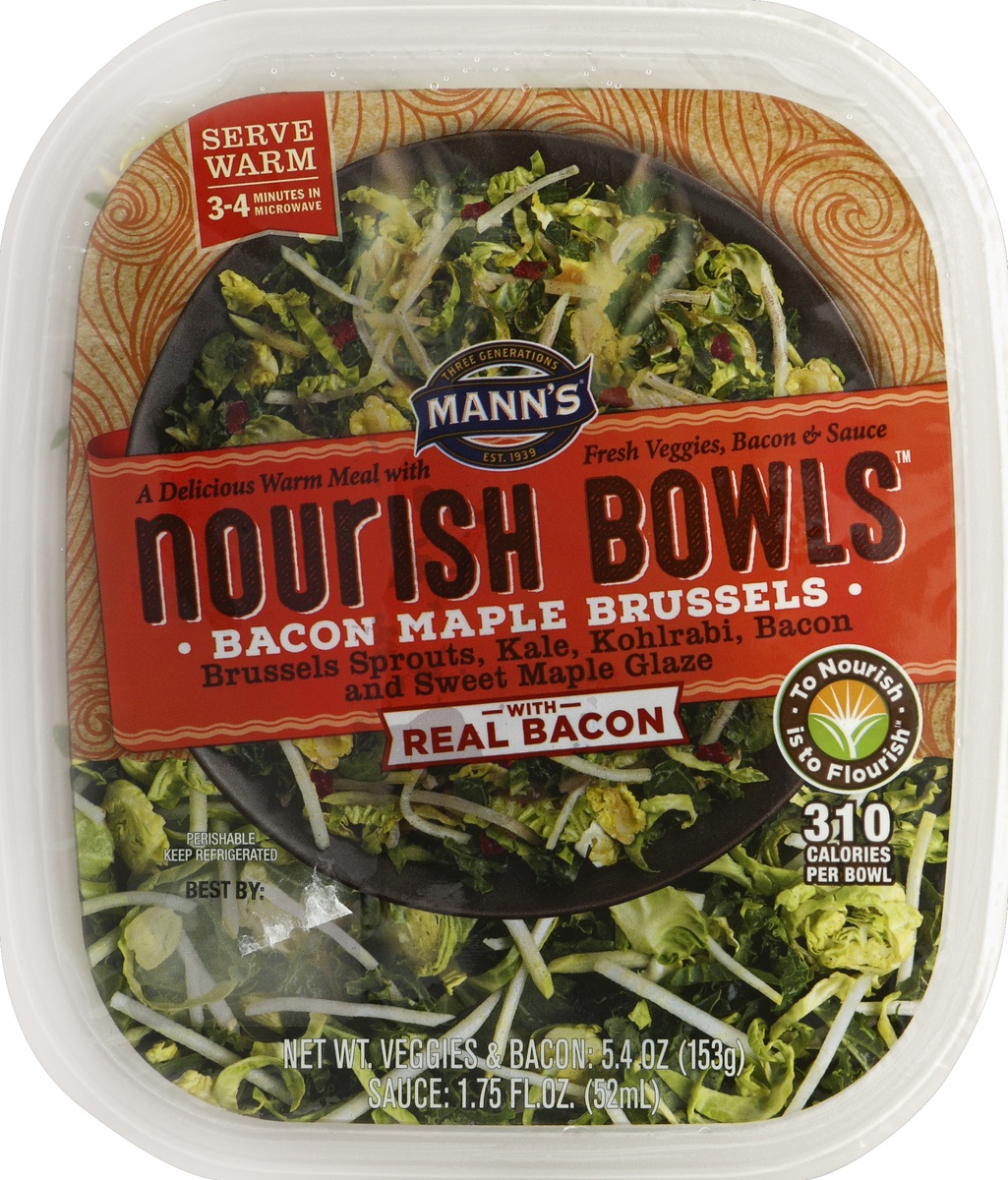 slide 4 of 4, Mann's Nourish Bowls Bacon Maple Brussels, 7.15 oz