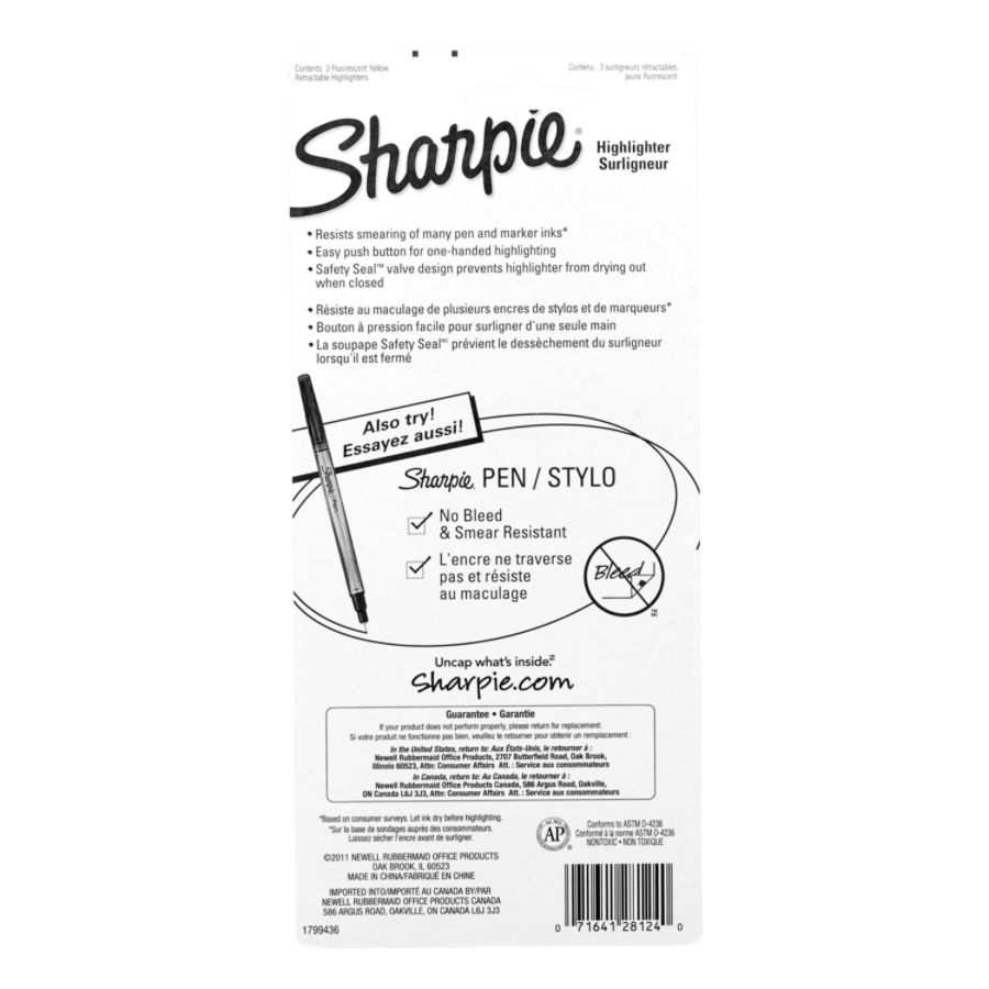 slide 4 of 6, Sharpie Accent Retractable Highlighters, Fluorescent Yellow, Pack Of 3, 3 ct