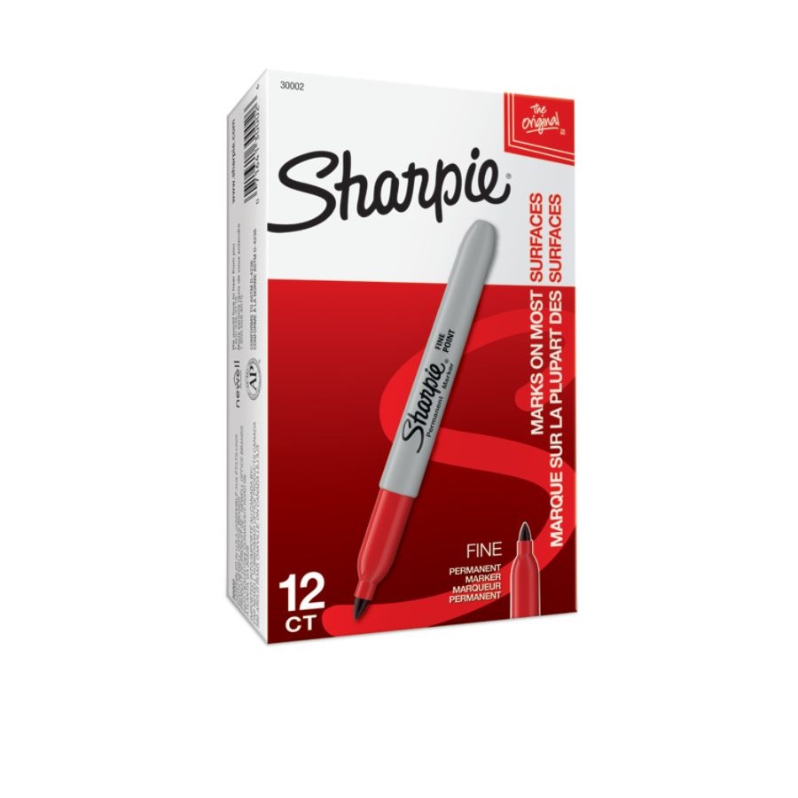slide 7 of 10, Sharpie Permanent Fine-Point Markers, Red, Pack Of 12 Markers, 12 ct