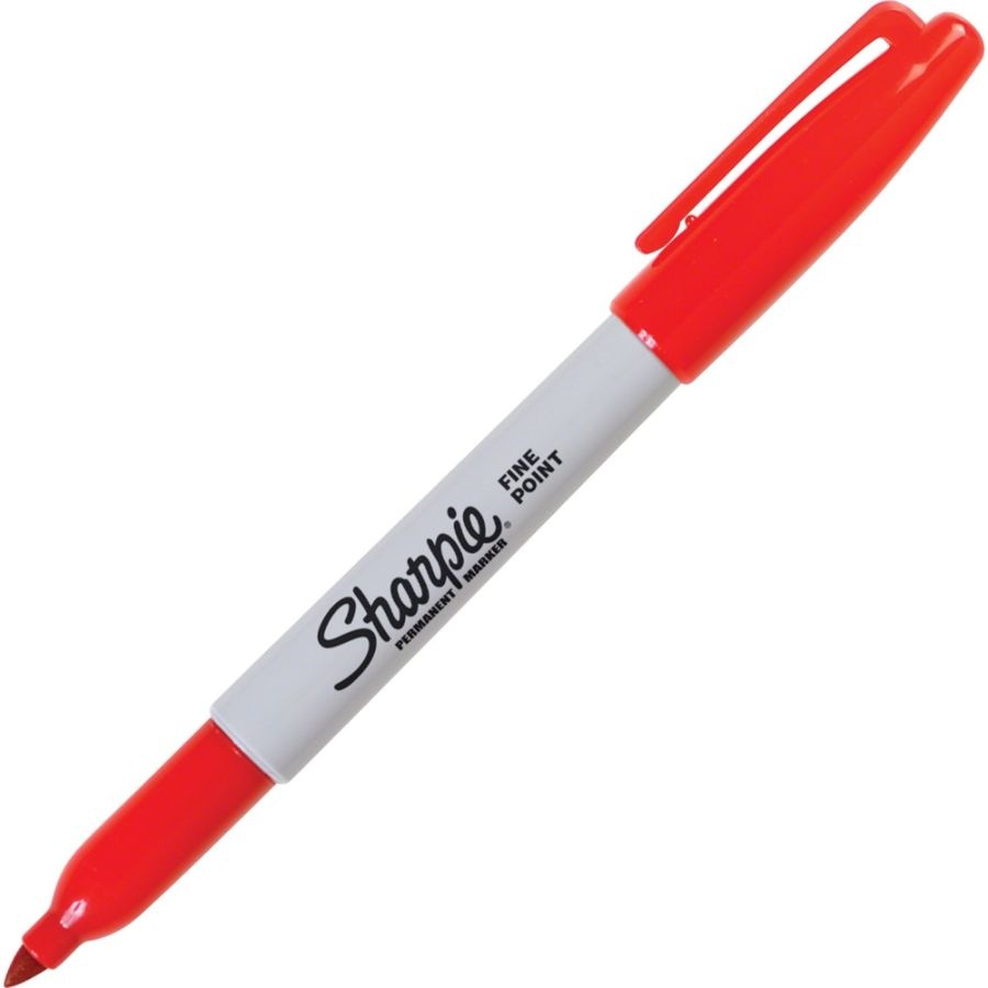 slide 8 of 10, Sharpie Permanent Fine-Point Markers, Red, Pack Of 12 Markers, 12 ct