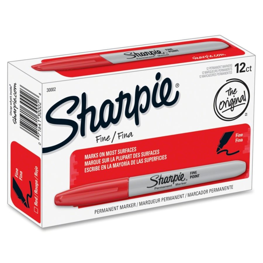 slide 9 of 10, Sharpie Permanent Fine-Point Markers, Red, Pack Of 12 Markers, 12 ct
