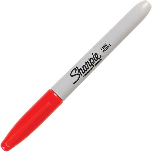 slide 10 of 10, Sharpie Permanent Fine-Point Markers, Red, Pack Of 12 Markers, 12 ct